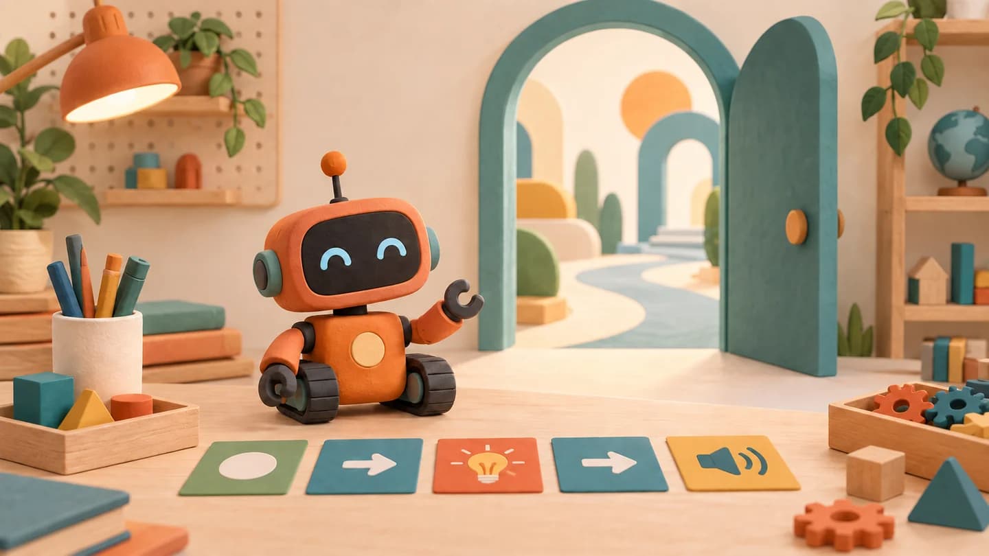 Eğitim robotu ve girdi çıktı kartlarıyla ilk tanışmanın temsili çizimi